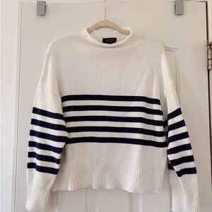 Truth White and Black Striped Crew Neck Sweater